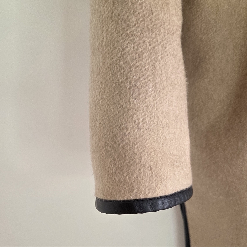 J. Crew Poncho Cashmere Piping Quarter-Zip Mock-Neck Mid-Length Sand Medium - Picture 5 of 9